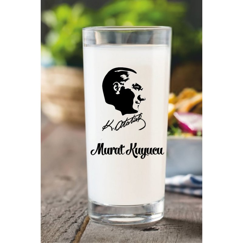 Kişiye Özel İsim Yazılı Atatürk Logolu Rakı Bardağı